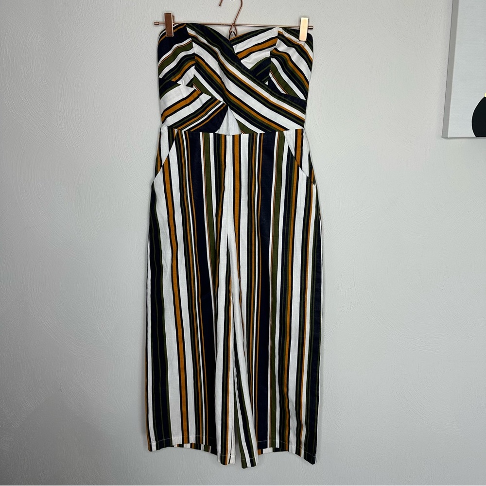 Strapless Striped Cropped Jumpsuit (S)